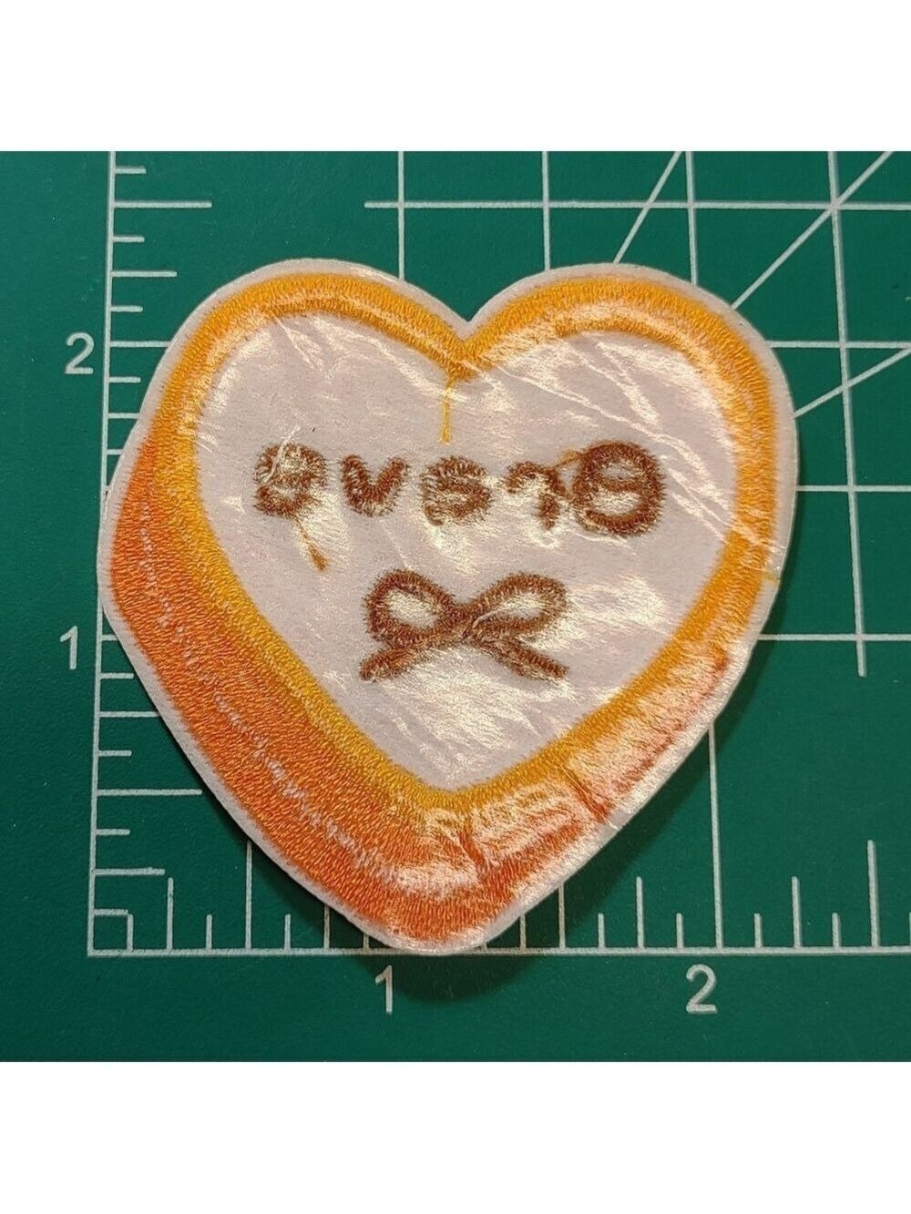 2/$10 Orange Heart Patch with 'Brave' Embroidery - Picture 2 of 3